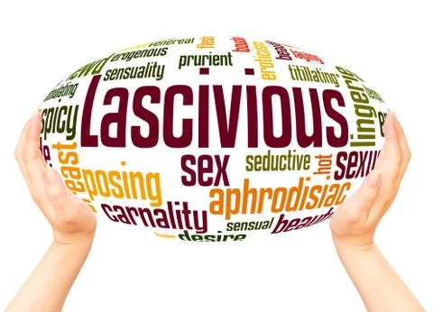 Lascivious word cloud hand sphere concept Stock Photos