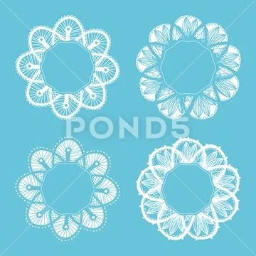 Lase frame, monochrome lace frame, hand drawn white lace, rustic decorative Stock Illustration
