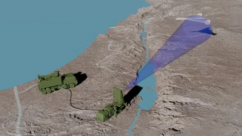 Laser air defense system– 3D animation in middle east Vídeos de archivo 331209902
