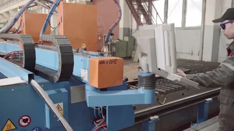 Laser and plasma cutting machine CNC Stock Footage 104913176