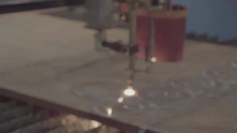 Laser and plasma cutting machine CNC FLAT Stock Footage 104948190