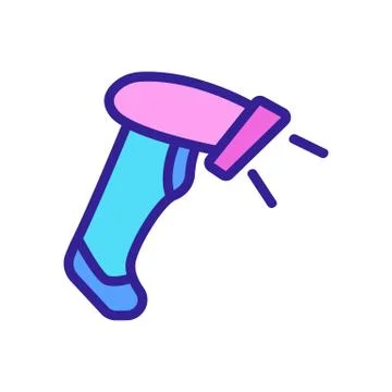 Laser barcode scanner in action icon vector outline illustration Stock Illustration