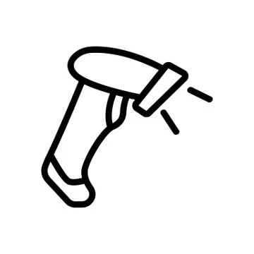 Laser barcode scanner in action icon vector outline illustration Illustrazione stock