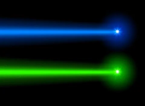Laser beam blue green light. Vector laser beam line ray glow effect energy 스톡 일러스트