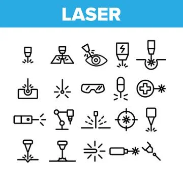 Laser Beam Collection Elements Icons Set Vector Stock Illustration