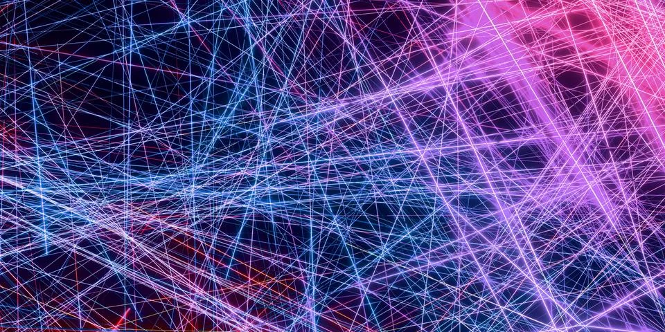 Laser beam effect on a black background 3D illustration Stock Illustration