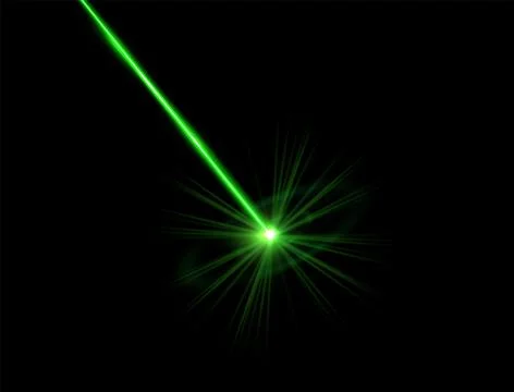 Laser beam effect. Vector illustration of green neon light line with glow and 库存插图