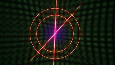 Laser beam intersecting circles technology background. Stock Footage 335962598