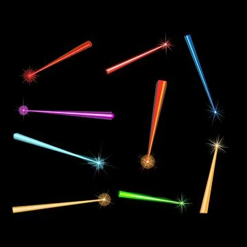 Laser beam set cartoon vector illustration Stock Illustration