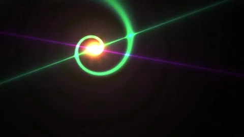 Laser beams intersect in a green circle on a black background. Stock Footage 335531646