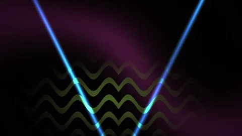 Laser beams intersecting in dark background with wavy pattern. Stockbeeldmateriaal 336702513