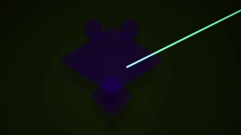 Laser beams intersecting in dark space with purple glow. Stock Footage 336245633