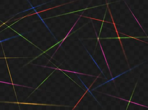 Laser beams on a transparent background. Multi-colored rays of light, magic g Stock Illustration
