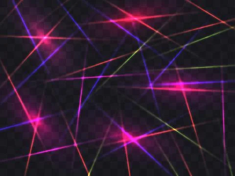 Laser beams on a transparent background. Multi-colored rays of light, magic g Stock Illustration