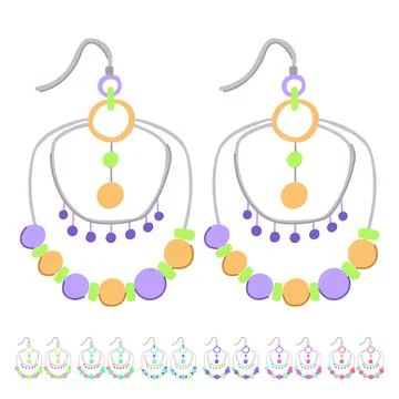 Laser boho earrings vector cartoon graphic Stock Illustration