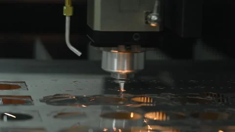 Laser CNC cutting technology of flat sheet metal. slow motion Stock Footage 90158022
