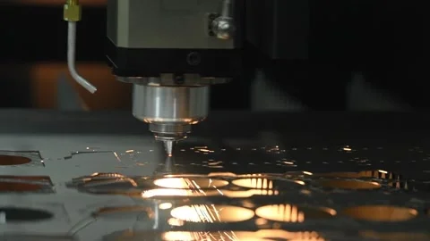 Laser CNC cutting technology of flat sheet metal. slow motion Stock Footage 90158034