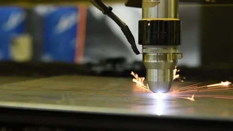 Laser CNC cutting technology of flat sheet metal. slow motion Stock Footage 91109045