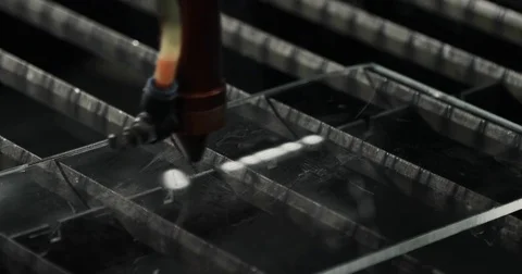 Laser cnc machine engraving design pattern on transparent acryl plate Stock Footage 77498972