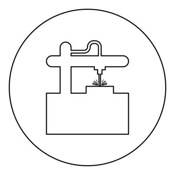Laser CNC machine for engraving device equipment for cutting use beam icon .. Stock Illustration