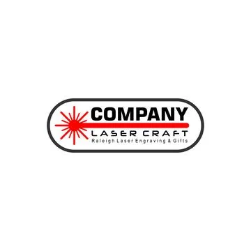 Laser Craft Logo Design Template, Red Light Logo Concept, Oval Runded Shape.. Stock-Illustration