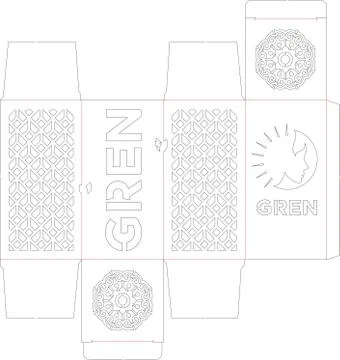 Laser cut and fold box in two layers. Fold and cut. Stock Illustration