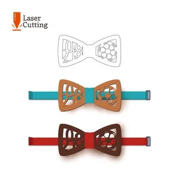 Laser cut bow-tie template. Vector silhouette for cutting a bow tie on a lathe Stock Illustration