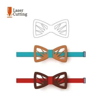 Laser cut bow-tie template. Vector silhouette for cutting a bow tie on a lathe Stock Illustration