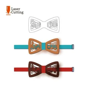 Laser cut bow-tie template. Vector silhouette for cutting a bow tie on a lathe Stock Illustration