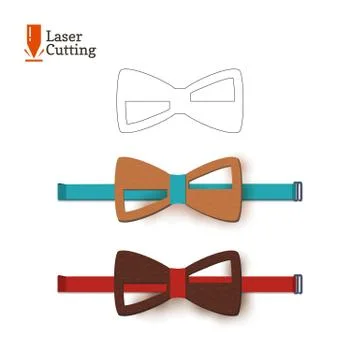 Laser cut bow-tie template. Vector silhouette for cutting a bow tie on a lathe Stock Illustration
