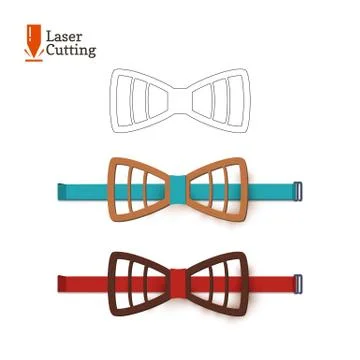 Laser cut bow-tie template. Vector silhouette for cutting a bow tie on a lathe Stock Illustration