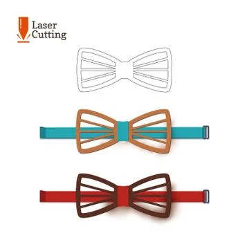 Laser cut bow-tie template. Vector silhouette for cutting a bow tie on a lathe Stock Illustration