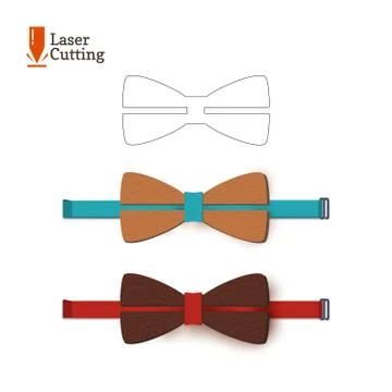 Laser cut bow-tie template. Vector silhouette for cutting a bow tie on a lathe Stock Illustration