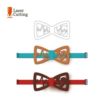 Laser cut bow-tie template. Vector silhouette for cutting a bow tie with Stock Illustration