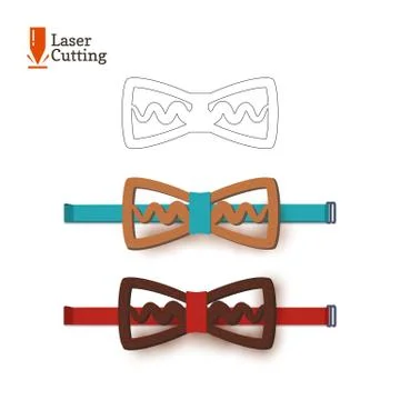 Laser cut bow-tie template. Vector silhouette for cutting a bow tie on a lathe Stock Illustration