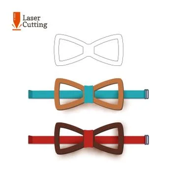 Laser cut bow-tie template. Vector silhouette for cutting a bow tie on a lathe Stock Illustration