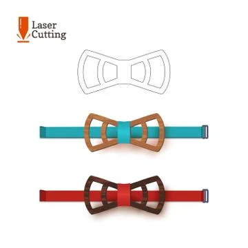 Laser cut bow-tie template for DIY. Vector silhouette for cutting a bow tie on a Stock Illustration