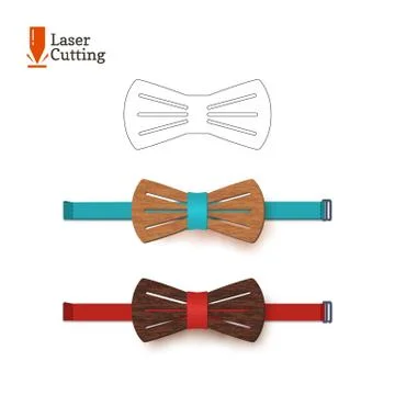 Laser cut bow-tie template for DIY. Vector silhouette for cutting a bow tie on a Stock Illustration