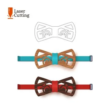 Laser cut bow-tie template. Vector silhouette with cute cat ears for cutting a Stock Illustration