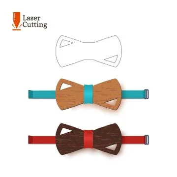 Laser cut bow-tie template for DIY. Vector silhouette for cutting a bow tie on a Stock Illustration