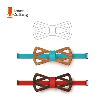 Laser cut bow-tie template for DIY. Vector silhouette for cutting a bow tie on a Stock Illustration