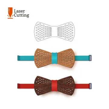 Laser cut bow-tie template for DIY. Vector silhouette for cutting a bow tie on a Stock Illustration