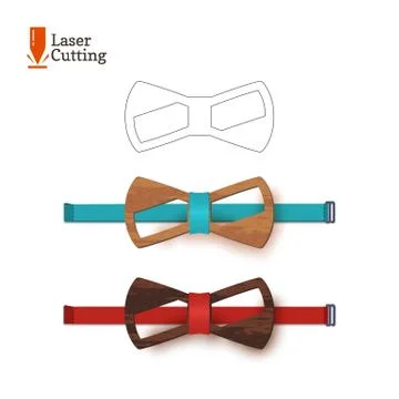 Laser cut bow-tie template for DIY. Vector silhouette for cutting a bow tie on a Stock Illustration