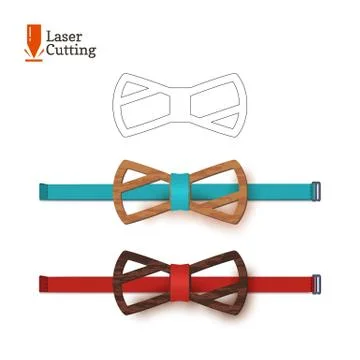 Laser cut bow-tie template. Vector silhouette for cutting a bow tie on a lathe Stock Illustration