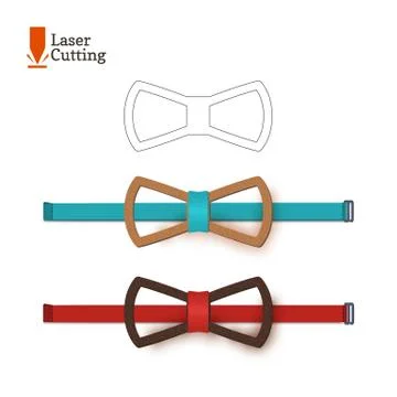 Laser cut bow-tie template for DIY. Vector silhouette for cutting a bow tie on a Stock Illustration