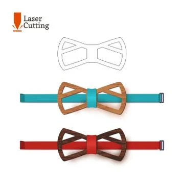 Laser cut bow-tie template for DIY. Vector silhouette with cute cat ears for Stock Illustration