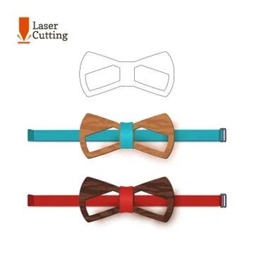 Laser cut bow-tie template for DIY. Vector silhouette with cute cat ears for Stock Illustration