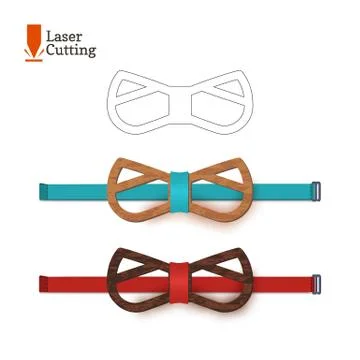 Laser cut bow-tie template for DIY. Vector silhouette with cute cat ears for Stock Illustration