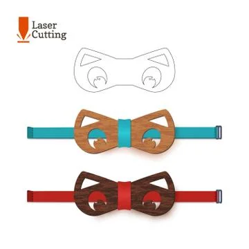 Laser cut bow-tie template for DIY. Vector silhouette with cute cat ears for Stock Illustration