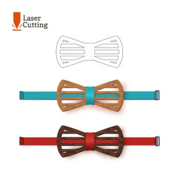 Laser cut bow-tie template. Vector silhouette for cutting a bow tie on a lathe Stock Illustration